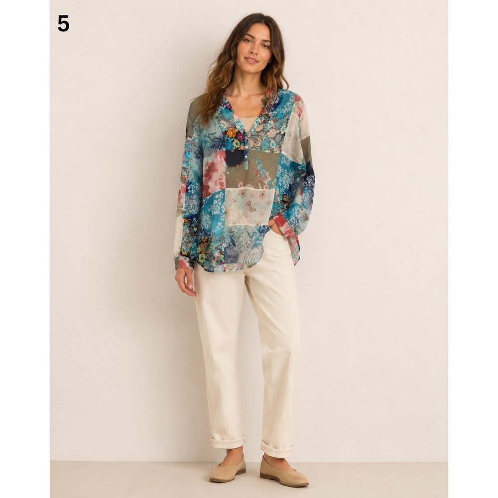 Magazine Popover‎ Top Womens Large Cotton Patchwork Country Boho Cottagecore